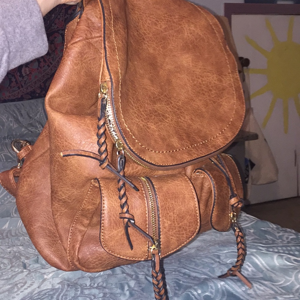 Brown, Leather Back Pack